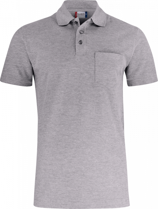 Clique - Basic Polo W. Pocket - Grey melange
